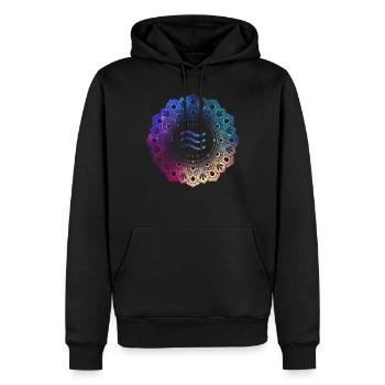 Symbole du signe du zodiaque du Verseau Mandala - Sweat à capuche Premium bio Homme - noir - Devant - Nico (187cm)