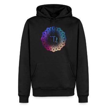 Symbole du zodiaque Vierge Mandala - Sweat à capuche Premium bio Homme - noir - Devant - Nico (187cm)