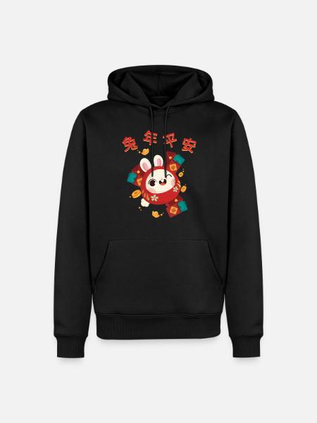 Hase Chinesisches Sternzeichen - Männer Premium Bio Hoodie - Schwarz