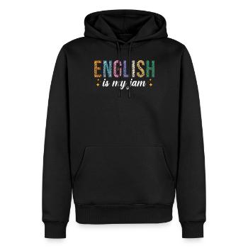 English Ist Meine Leidenschaft - Männer Premium Bio Hoodie - Schwarz - Vorne - Nico (187cm)