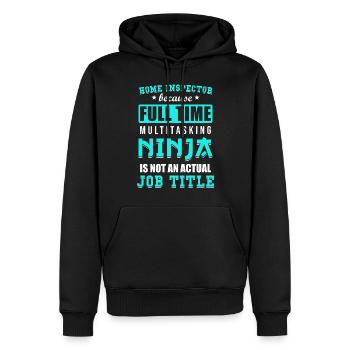 Inspecteur en bâtiment Spruch - Sweat à capuche Premium bio Homme - noir - Devant - Nico (187cm)