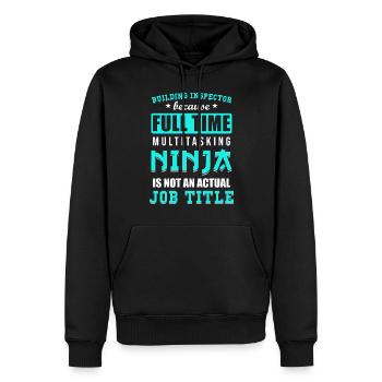 Inspecteur en bâtiment Spruch - Sweat à capuche Premium bio Homme - noir - Devant - Nico (187cm)