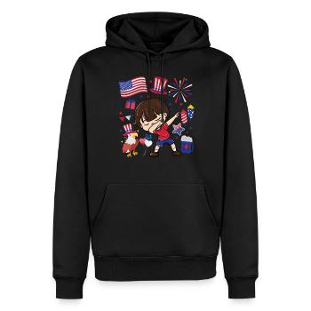 Dabbing Boy 4. Juli Unabhängigkeitstag - Männer Premium Bio Hoodie - Schwarz - Vorne - Nico (187cm)