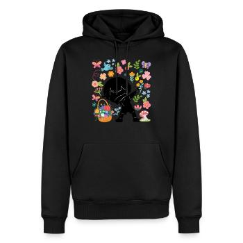 Silhouette Dabbing Boy Hippie Bouquet Spring - Men’s Premium Organic Hoodie - black - Front - Nico (187cm)