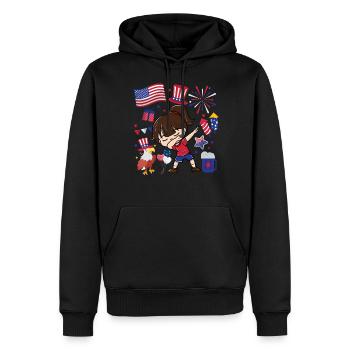 Dabbing Girl 4. Juli Unabhängigkeitstag - Männer Premium Bio Hoodie - Schwarz - Vorne - Nico (187cm)
