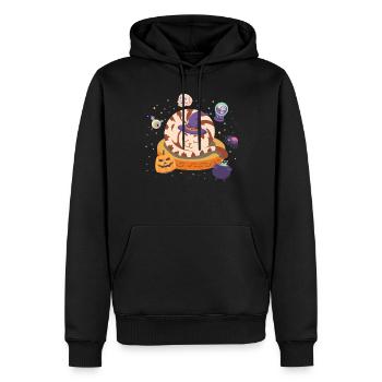 Citrouille effrayante Chat de vacances endormi Halloween - Sweat à capuche Premium bio Homme - noir - Devant - Nico (187cm)