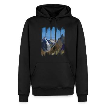 MOUNTAIN LANDSCAPE WITH BRUSHSTROKES - Men’s Premium Organic Hoodie - black - Front - Nico (187cm)