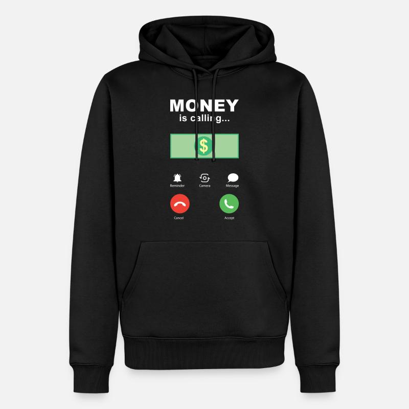 Buchhalter Spruch Geld ruft an - Männer Premium Bio Hoodie - Schwarz