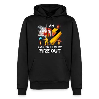 Pompier Pompiers J’ai 7 ans - Sweat à capuche Premium bio Homme - noir - Devant - Nico (187cm)