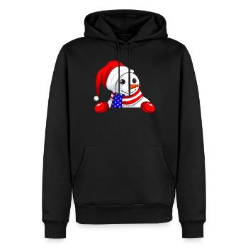 Schneemann Weihnachtsmütze USA Flagge Weihnachten - Männer Premium Bio Hoodie - Schwarz - Vorne - Nico (187cm)