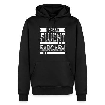 Je parle couramment le sarcasme - Drôle de dicton - Sweat à capuche Premium bio Homme - noir - Devant - Nico (187cm)