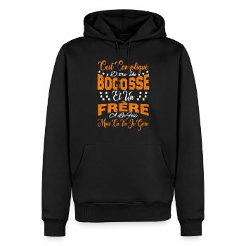c'est compliqué d'être un Bogosse et un Frère. - Sweat à capuche Premium bio Homme - noir - Devant - Nico (187cm)