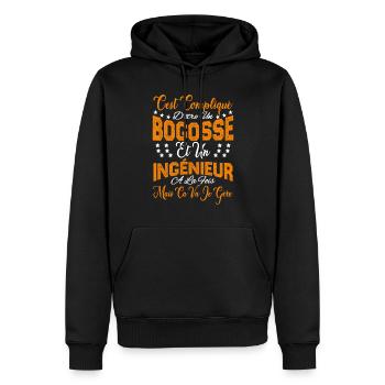 c'est compliqué d'être un Bogosse et un Ingénieur - Sweat à capuche Premium bio Homme - noir - Devant - Nico (187cm)