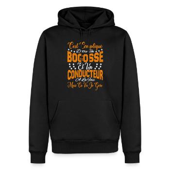 c'est compliqué d'être un Bogosse et un Conducteur - Sweat à capuche Premium bio Homme - noir - Devant - Nico (187cm)