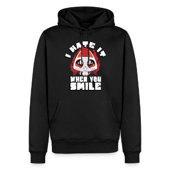 Ich Hasse Es, Wenn Du Lächelst | - Männer Premium Bio Hoodie - Schwarz - Vorne - Nico (187cm)