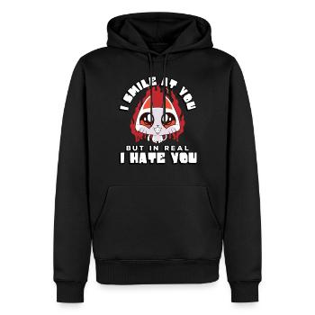 Ich Lächle Dich An, Aber In Wirklichkeit Hasse - Männer Premium Bio Hoodie - Schwarz - Vorne - Nico (187cm)