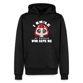 Ich Lächle Leute An, Die Mich Hassen | - Männer Premium Bio Hoodie - Schwarz - Vorne - Nico (187cm)