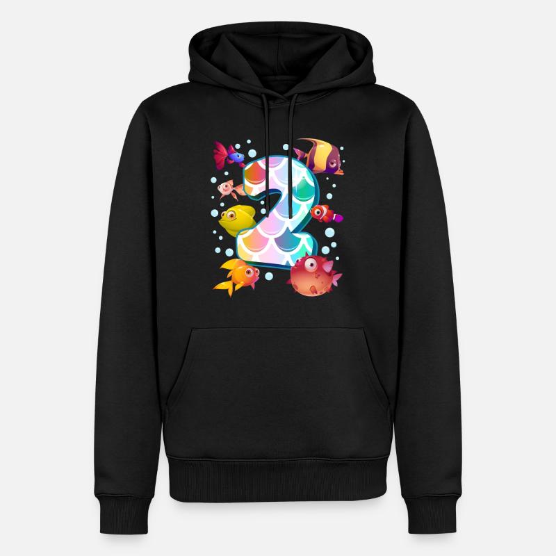 2e anniversaire | Rainbow Fish Anniversaire | - Sweat à capuche Premium bio Homme - noir