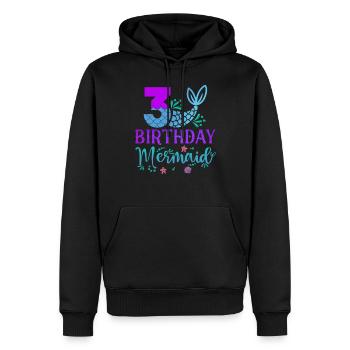 3ème anniversaire Sirène - Sweat à capuche Premium bio Homme - noir - Devant - Nico (187cm)