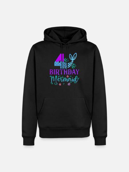 4th Birthday Mermaid - Men’s Premium Organic Hoodie - black
