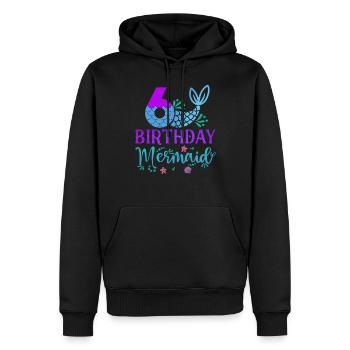 6ème anniversaire Sirène - Sweat à capuche Premium bio Homme - noir - Devant - Nico (187cm)