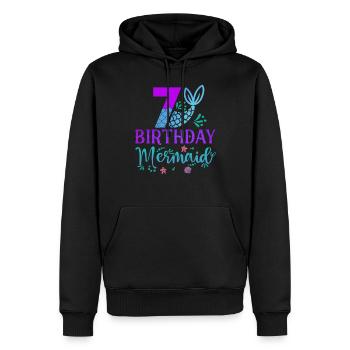 7ème anniversaire Sirène - Sweat à capuche Premium bio Homme - noir - Devant - Nico (187cm)
