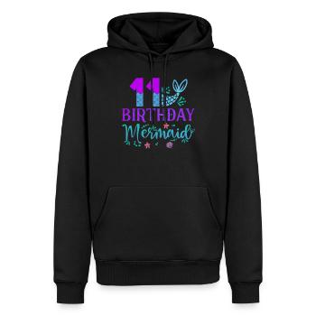 11e anniversaire Sirène - Sweat à capuche Premium bio Homme - noir - Devant - Nico (187cm)