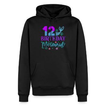12e anniversaire Sirène - Sweat à capuche Premium bio Homme - noir - Devant - Nico (187cm)