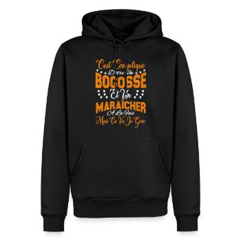 c'est compliqué d'être un Bogosse et un Maraicher. - Sweat à capuche Premium bio Homme - noir - Devant - Nico (187cm)