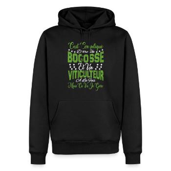 c'est compliqué être un Bogosse et un Viticulteur. - Sweat à capuche Premium bio Homme - noir - Devant - Nico (187cm)