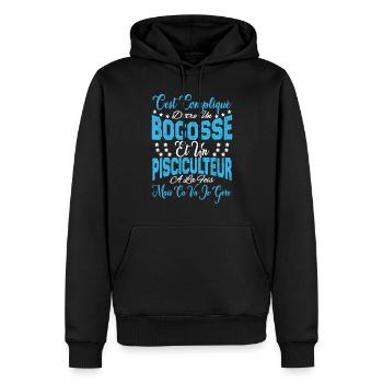 c'est compliqué être un Bogosse et un Pisciculteur - Sweat à capuche Premium bio Homme - noir - Devant - Nico (187cm)