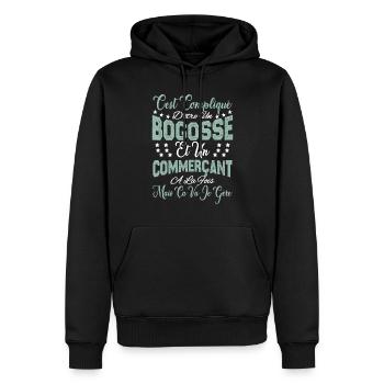 c'est compliqué d'être un Bogosse et un Commerçant - Sweat à capuche Premium bio Homme - noir - Devant - Nico (187cm)