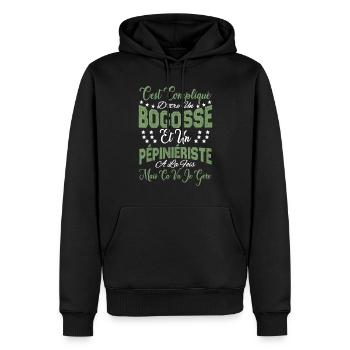 c'est compliqué être un Bogosse et un Pépiniériste - Sweat à capuche Premium bio Homme - noir - Devant - Nico (187cm)