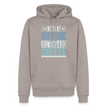 Buchalter coffee saying - Men’s Premium Organic Hoodie - taupe - Front - Nico (187cm)