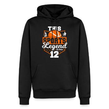Cette légende du sport a maintenant 12 ans, match de basket-ball - Sweat à capuche Premium bio Homme - noir - Devant - Nico (187cm)