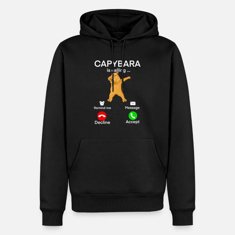 Capybara Anruf - Männer Premium Bio Hoodie - Schwarz