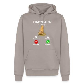 Capybara - Männer Premium Bio Hoodie - Taupe - Vorne - Nico (187cm)