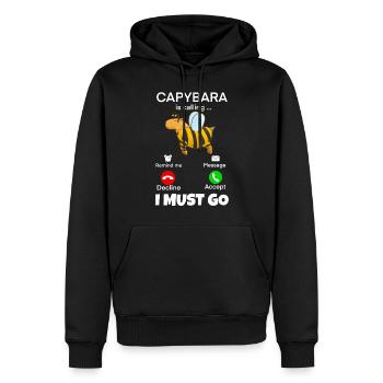 Capybara i must go - Männer Premium Bio Hoodie - Schwarz - Vorne - Nico (187cm)