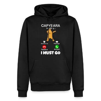 Capybara au téléphone je dois y aller - Sweat à capuche Premium bio Homme - noir - Devant - Nico (187cm)