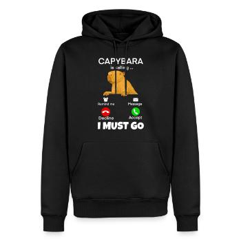 Capybara au téléphone je dois y aller - Sweat à capuche Premium bio Homme - noir - Devant - Nico (187cm)