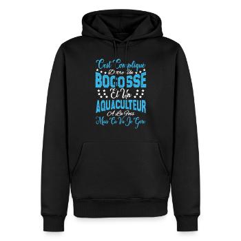 c'est compliqué être un Bogosse et un Aquaculteur. - Sweat à capuche Premium bio Homme - noir - Devant - Nico (187cm)