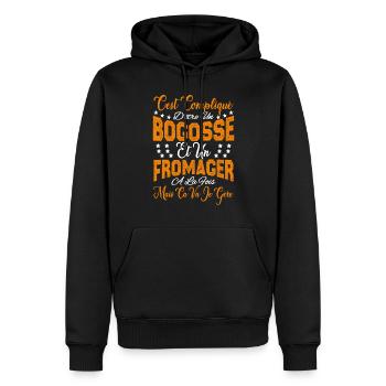 c'est compliqué d'être un Bogosse et un Fromager. - Sweat à capuche Premium bio Homme - noir - Devant - Nico (187cm)
