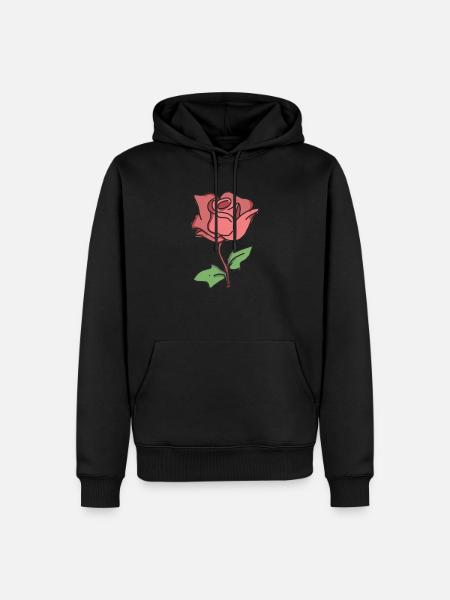 Rose Red Rose Hand-drawn - Men’s Premium Organic Hoodie - black