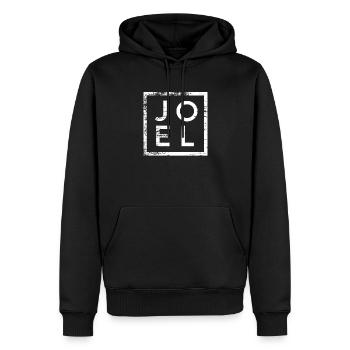 Joël Minimalisme - Sweat à capuche Premium bio Homme - noir - Devant - Nico (187cm)