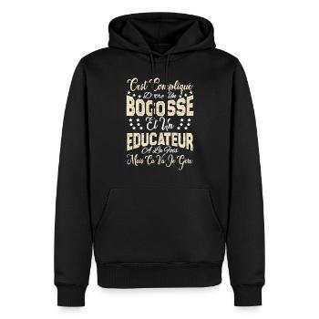 c'est compliqué d'être un Bogosse et un Educateur. - Sweat à capuche Premium bio Homme - noir - Devant - Nico (187cm)