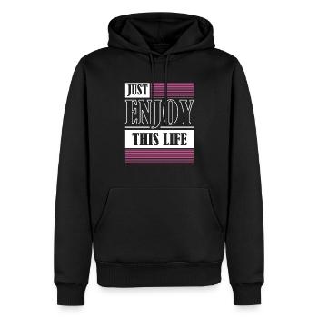 Just Enjoy This Life - Männer Premium Bio Hoodie - Schwarz - Vorne - Nico (187cm)