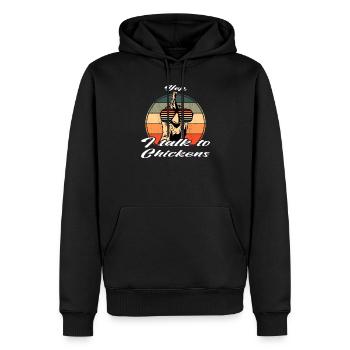 Lunettes de soleil rétro Poulet Oui, je parle aux poulets - Sweat à capuche Premium bio Homme - noir - Devant - Nico (187cm)