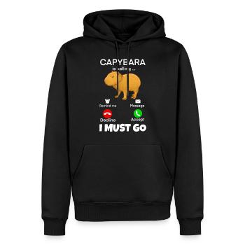 Capybara i must go - Männer Premium Bio Hoodie - Schwarz - Vorne - Nico (187cm)