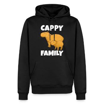 Famille Capybara - Sweat à capuche Premium bio Homme - noir - Devant - Nico (187cm)