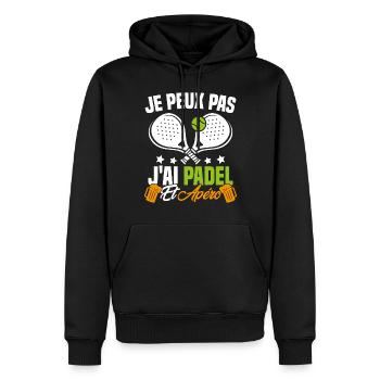 Je peux pas j'ai padel et apéro Padeliste Cadeau - Sweat à capuche Premium bio Homme - noir - Devant - Nico (187cm)